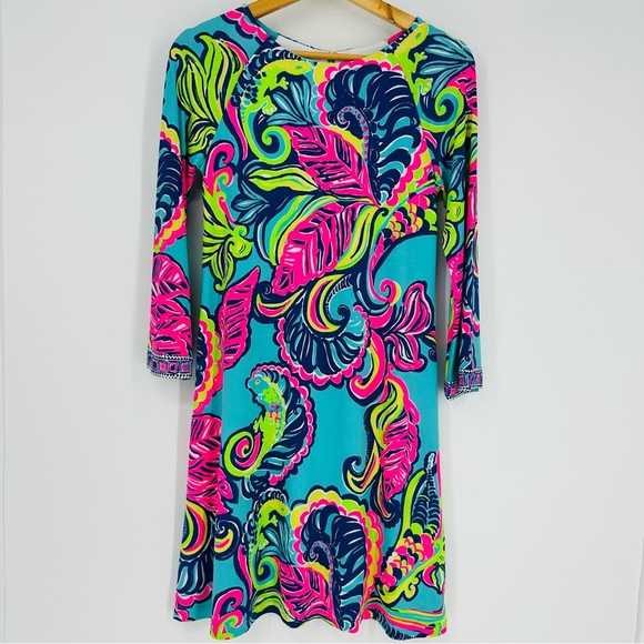 Lilly Pulitzer Bellavista Swing Dress in Sea Blue Private Island Engineered XS - Picture 3 of 10
